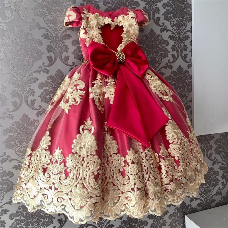 Robe Princesse Vintage Rouge Brodée – Image 2