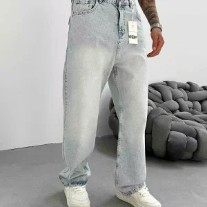 Jean homme – Délavé Blanc-Gris– Coupe Large