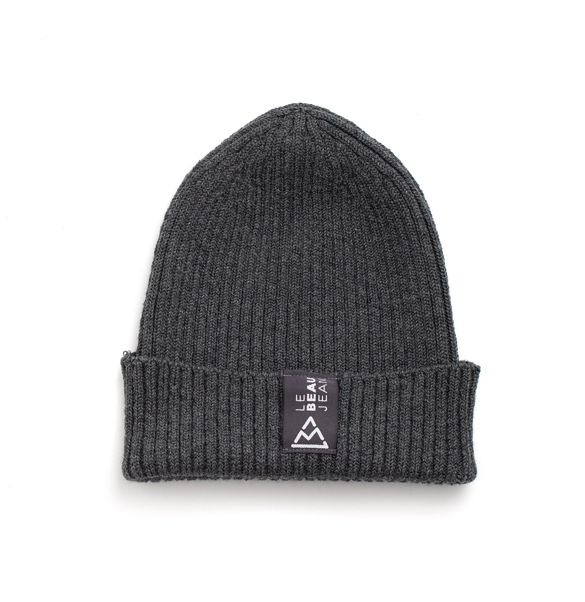 Bonnet en laine gris avec étiquette logo tissée – Image 2