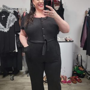 Combinaison en suédine noire