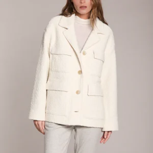 Gilda manteau court femme en jersey à texture grain de riz