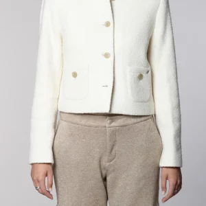 Lou Lou veste cropped femme en bouclé laine mélangée