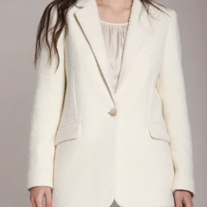 Irene blazer long femme en bouclé mélange laine