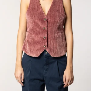 Ellen gilet femme en velours à grosses côtes