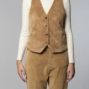 Ellen gilet femme en velours à grosses côtes