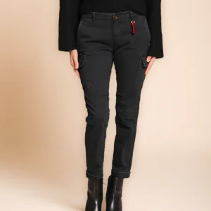 Chile City pantalon cargo femme en satin slim fit
