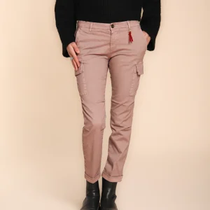 Chile City pantalon cargo femme en satin slim fit
