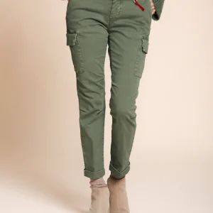 Chile City pantalon cargo femme en satin slim fit