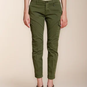 Chile City pantalon cargo femme en gabardine stretch slim fit