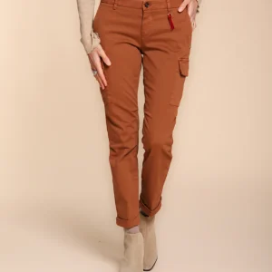 Chile City pantalon cargo femme en satin slim fit