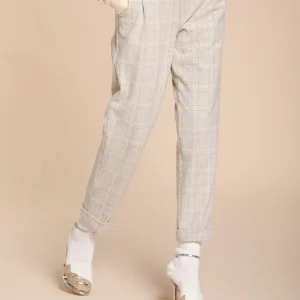 Easy Jogger pantalon chino femme en jersey à motif Prince-de-Galles relaxed fit