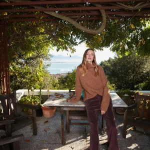 New York Straight pantalon chino femme en velours côtelé straight fit