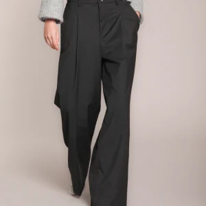 Ny Wide Pinces pantalon chino femme en laine unie wide leg fit