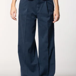 Ny Wide Pinces pantalon chino femme en coton et cachemire wide leg