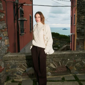 New York Wide Pinces pantalon chino femme en coton et cachemire wide leg fit