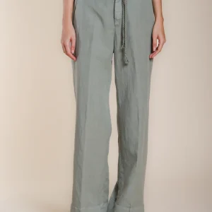 New York Studio pantalon chino femme en twill de coton et lin straight fit
