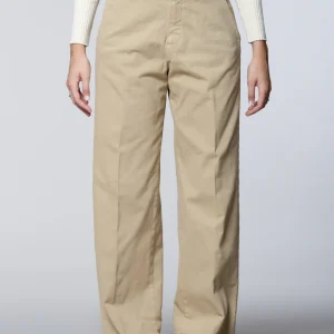 New York Studio pantalon chino femme en mélange coton-laine coupe wide leg