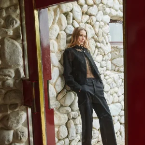 New York Studio Cropped pantalon chino femme en gabardine wide leg