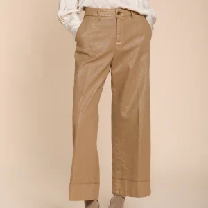 New York Studio Cropped pantalon chino femme en gabardine wide leg