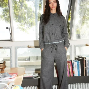 New York Studio Elax pantalon chino femme en laine unie wide leg