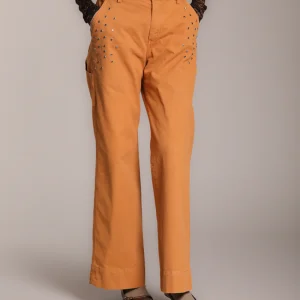 Dallas Wide Work pantalon cargo femme en panama flammé wide leg