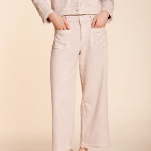 New York Studio Cropped pantalon chino femme en tissu natté straight fit