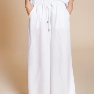 Portofino pantalon chino jogger femme en toile de lin et coton légère wide leg