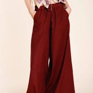 Portofino pantalon chino jogger femme en toile de lin et coton légère wide leg