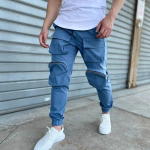 Jogger-pant bleu fashion homme multi poche - Frilivin