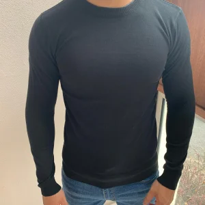 Pull col rond avec coudière noir homme fashion