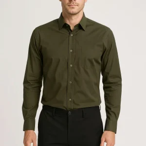 Chemise homme habillée kaki– Coupe ajustée