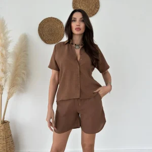Ensemble lin marron