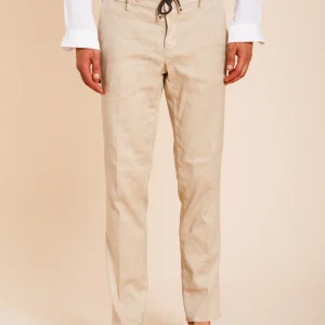 Milano Jogger pantalon chino homme en twill de lin et coton extra slim fit