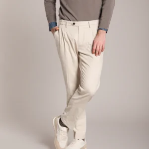 New York Time 2 Pinces pantalon chino homme en resca teinté avec fil de cachemire regular fit
