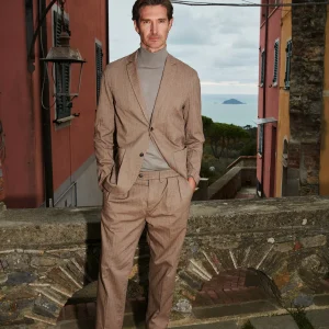 Boston 2 Pinces pantalon chino homme en resca avec fil de cachemire teinté relaxed fit