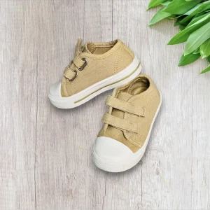 Baskets Style Converse Beige à Scratch - Pointure 22 - Saxo Blues par Orchestra