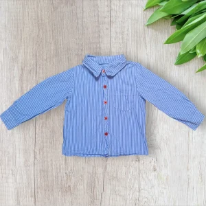 Chemise garçon Shein–5 ans–Blanche à rayures bleu clair–Très bon état