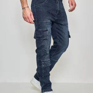 Jean Cargo Slim Fit Bleu Foncé