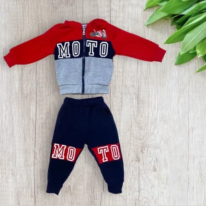Ensemble jogging bébé garçon R&P 1 an – Veste zippée et pantalon thème moto