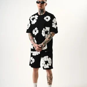 Ensemble T-shirt & Short Noir Imprimé Fleurs – KAMAVINGA