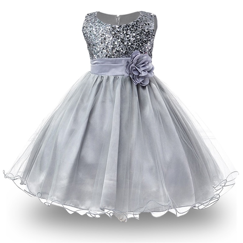 Robe Princesse Mariage Argentée à Paillettes