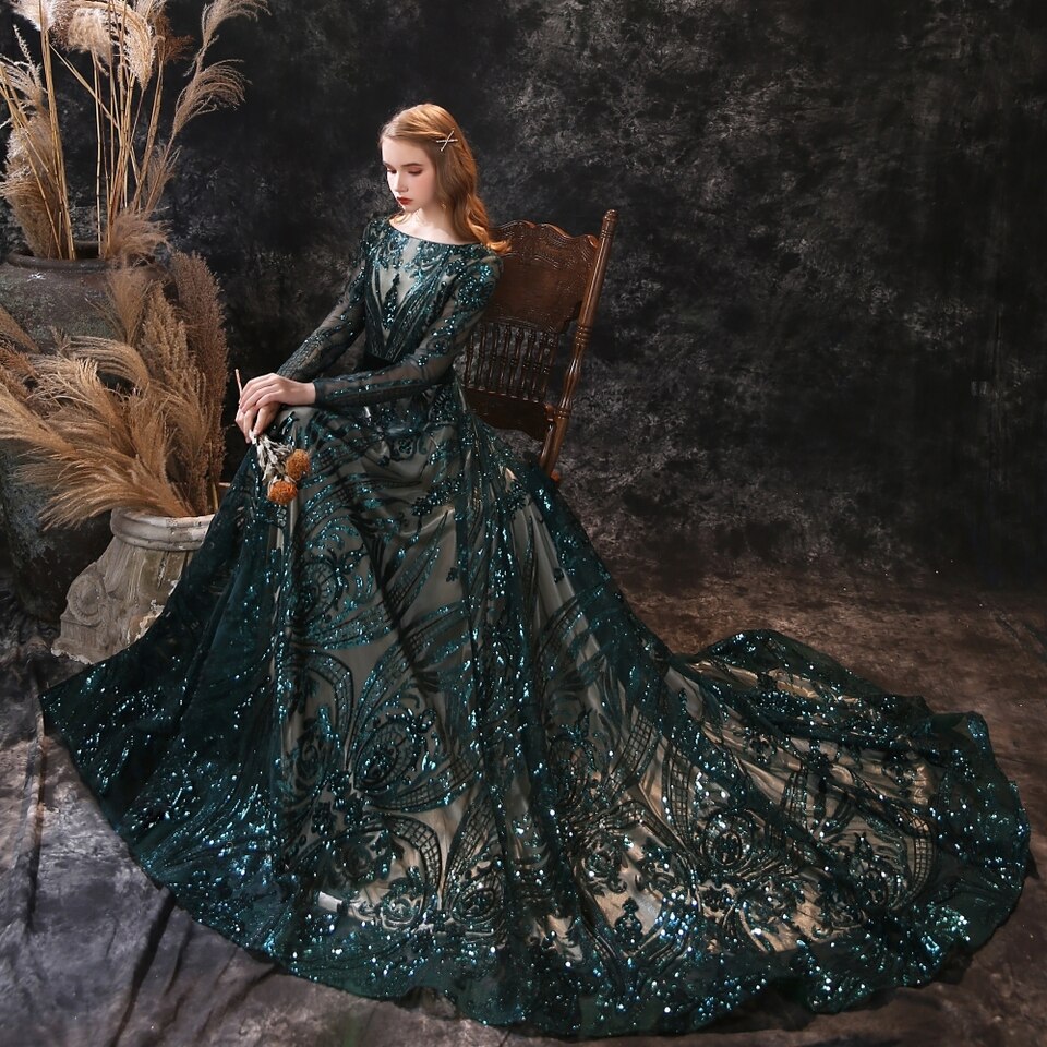 Robe de Bal Sirène Verte – Image 2