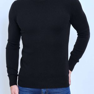 Pull Homme Noir Col Rond – Basique