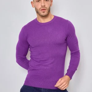 Pull Violet Homme – Col Rond
