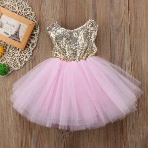 Robe de Bébé Rose et Doré