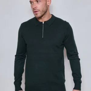 Pull Homme Zippé Col Polo – Maille Fine Confortable