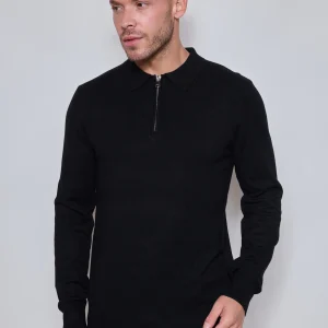 Pull Homme Zippé Col Polo – Maille Fine Confortable
