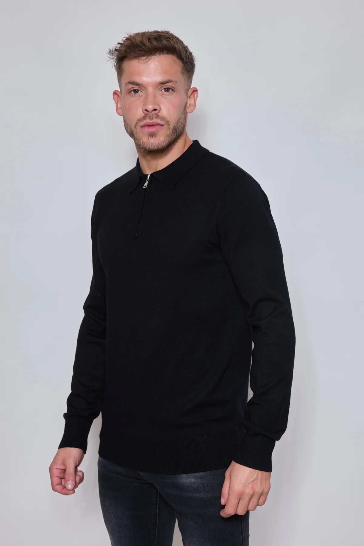 Pull Homme Zippé Col Polo – Maille Fine Confortable – Image 2