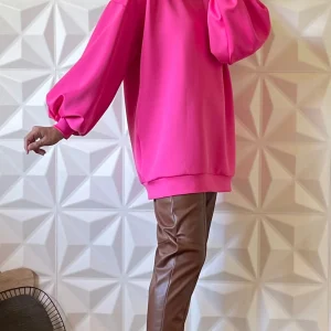 Sweat oversize à Manches ballon - Rose vif