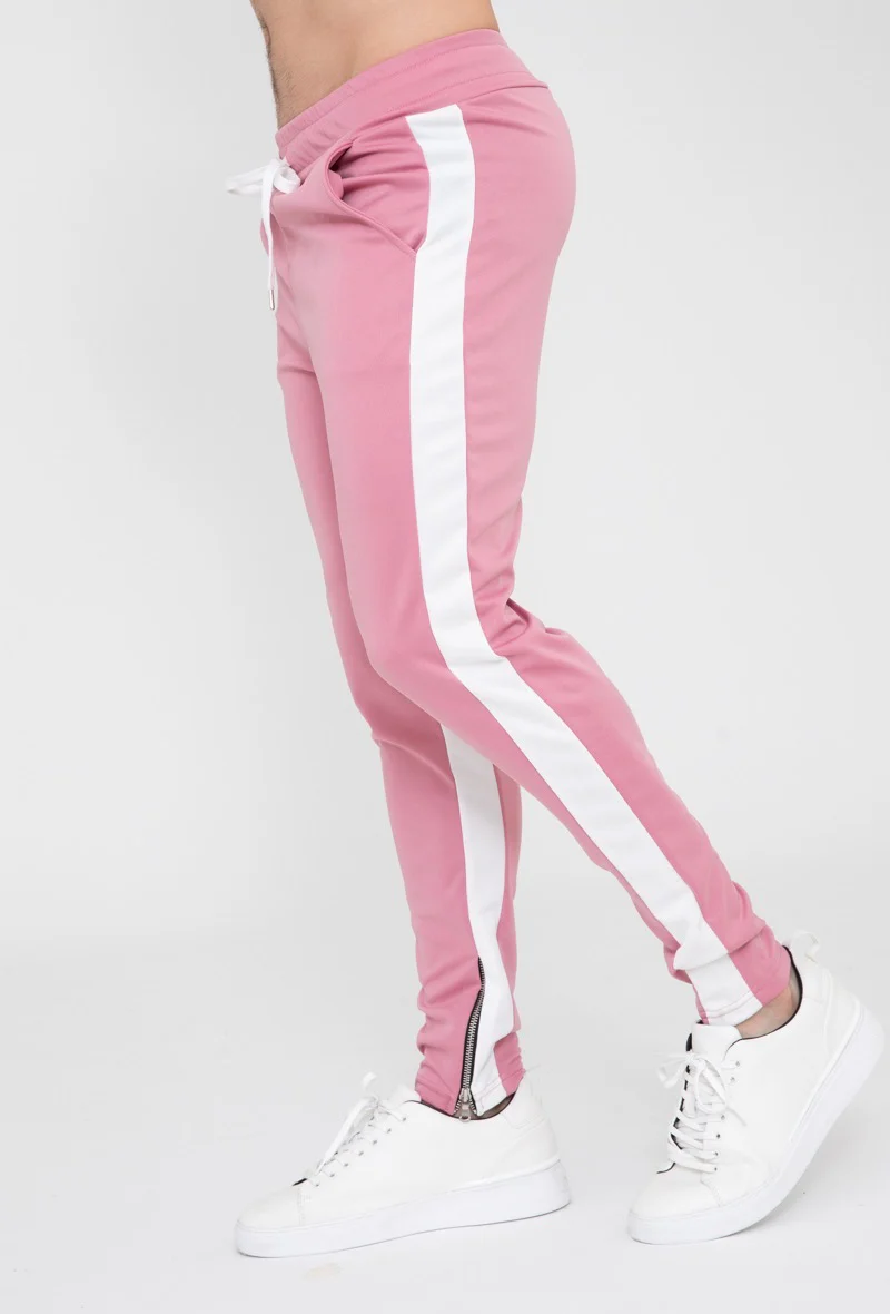 Pantalon jogging rose avec bande blanche - Frilivin – Image 3